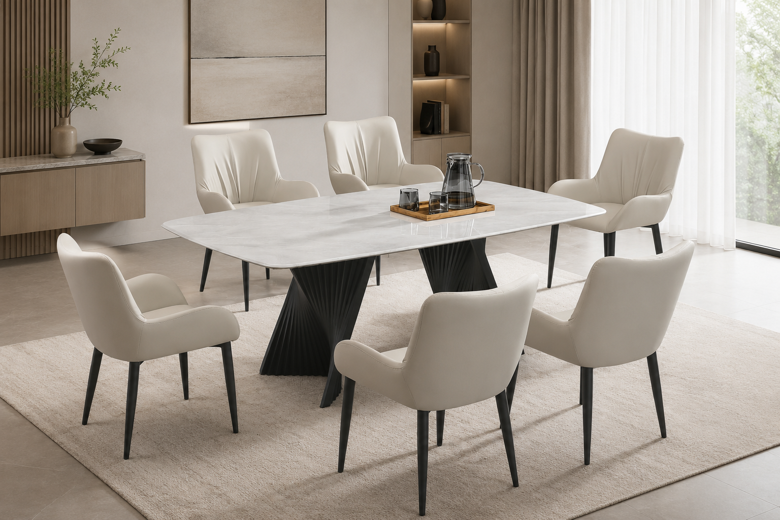 Winslow Marble Dining Set 1+6