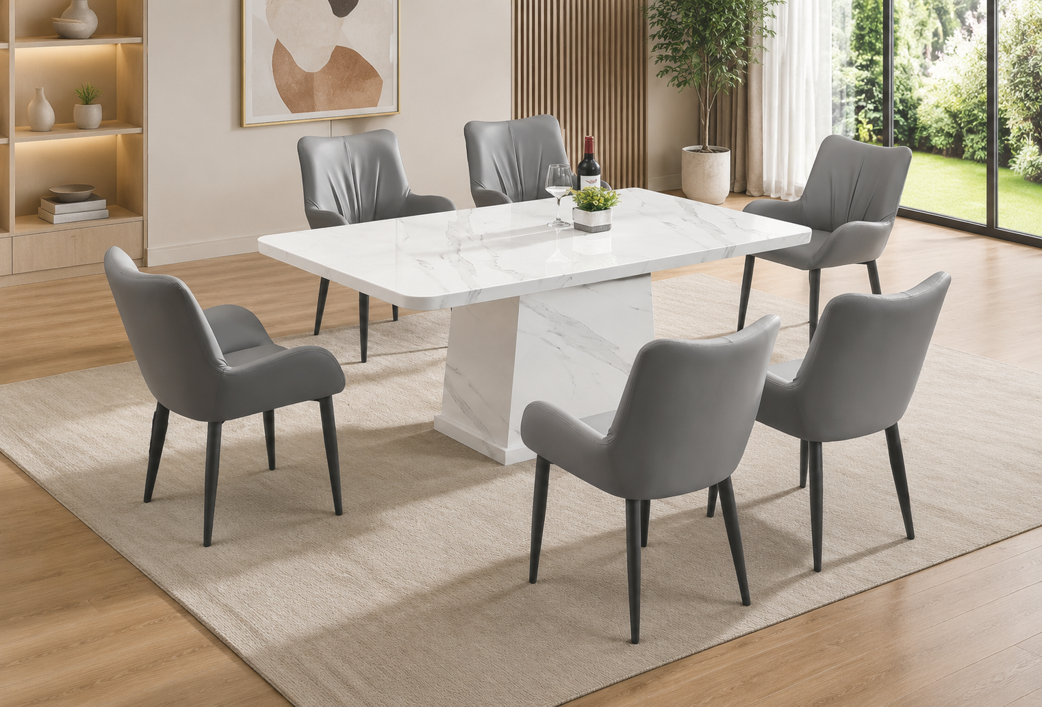 Fulton Marble Dining Set 1+6