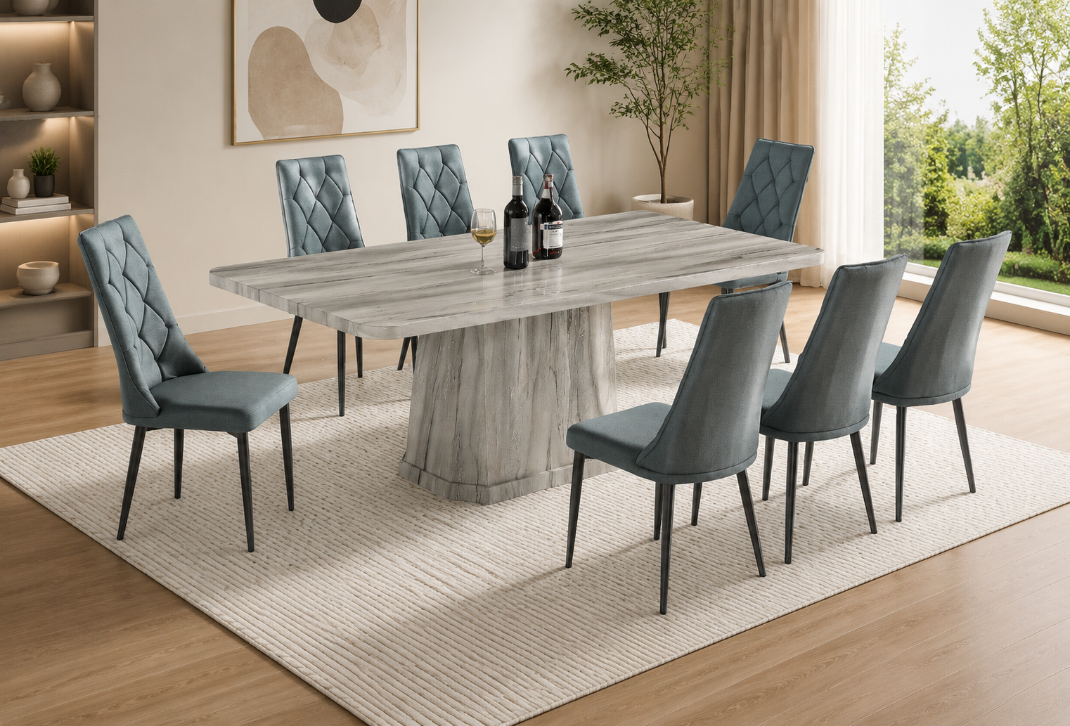 Eden Marble Dining Set 1+8