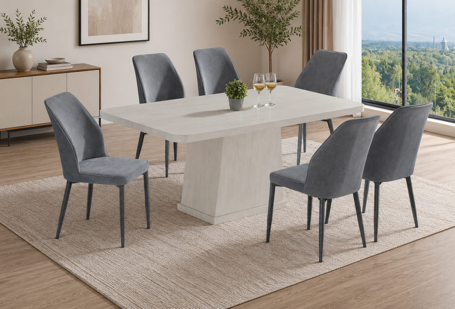 Lennox Marble Dining Set 1+6