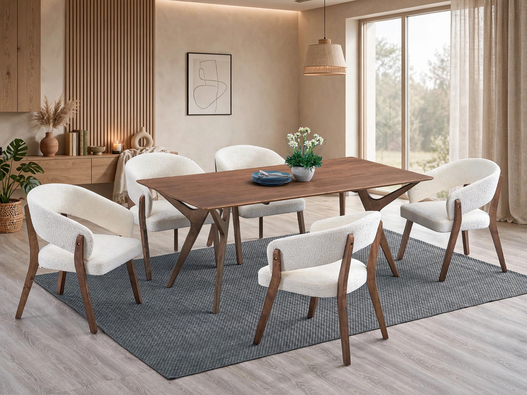 Sylvan Craft Wood Dining Set 1+6