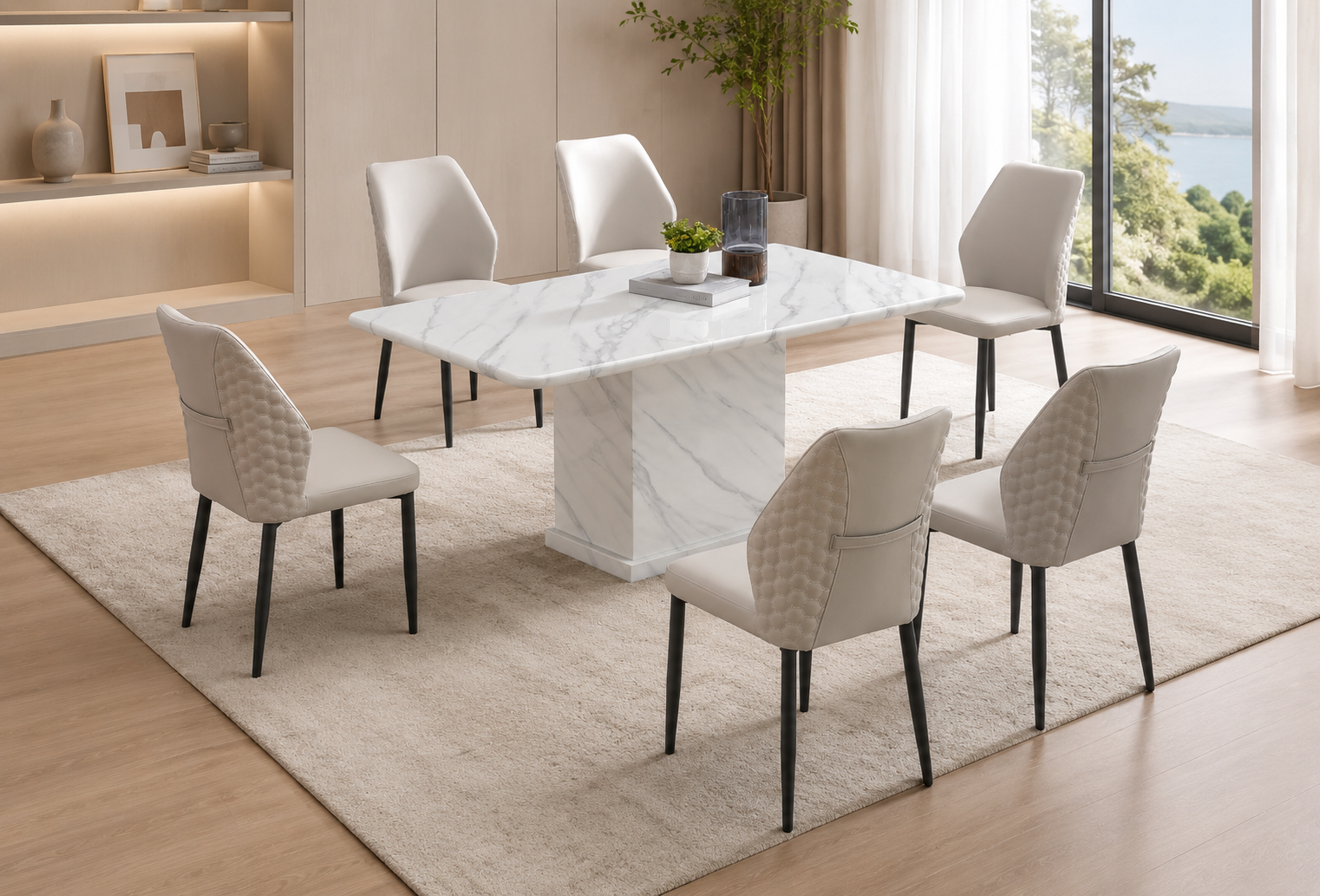 Orion Marble Dining Set 1+6