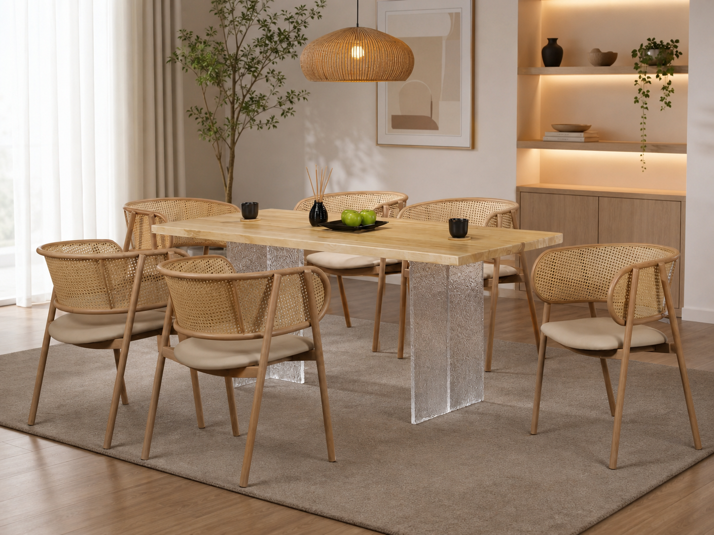 Aura Wood Dining Set 1+6