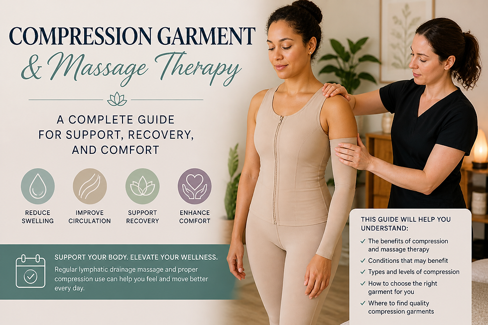 Guide to Compression Garments and Massage Therapy: Enhance support, recovery, and comfort with expert guidance on reducing swelling, improving circulation, and choosing the right garments for wellness.