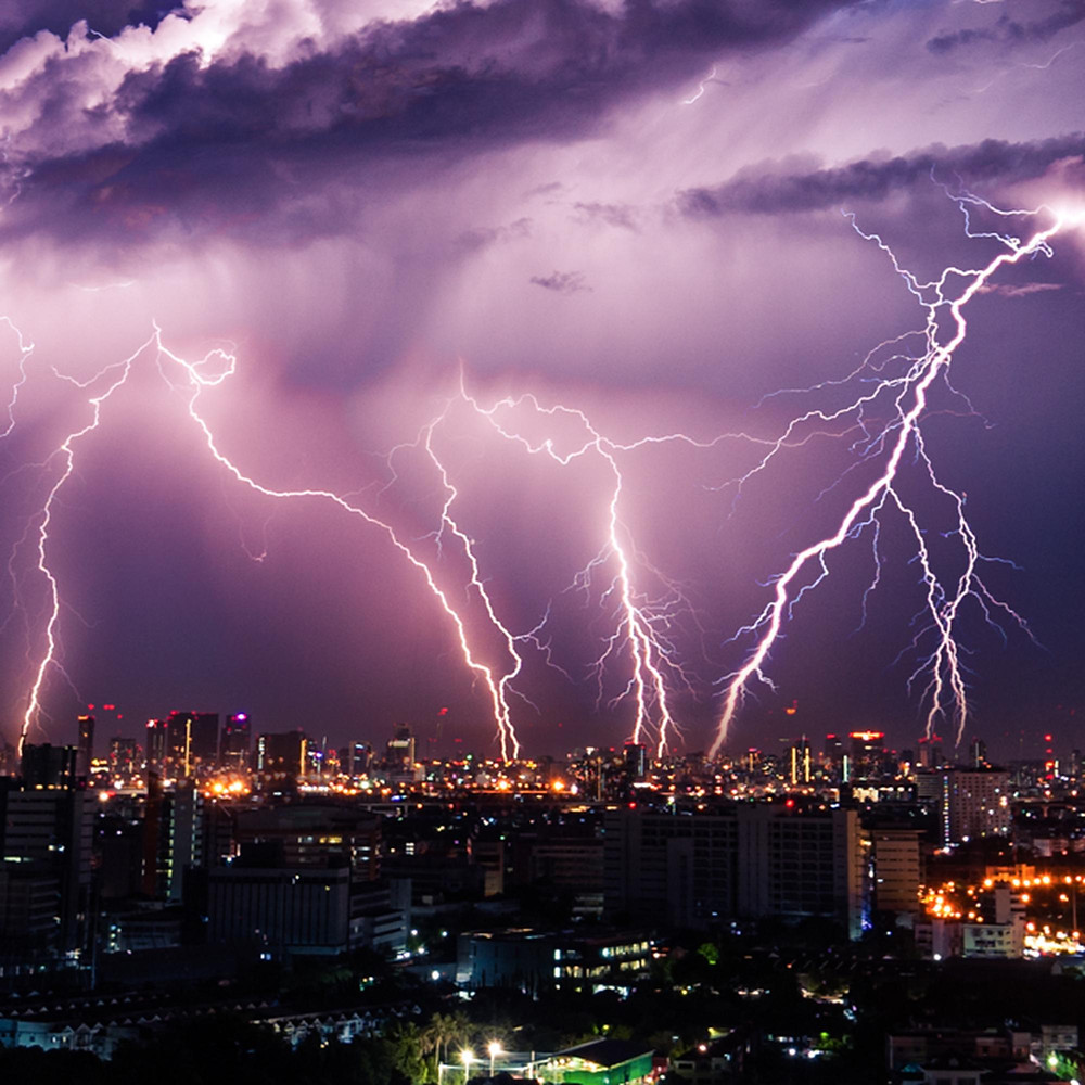 Lightning over the city