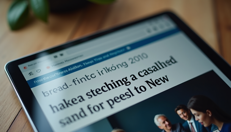 Eye-level view of a tablet showing a news article with a fact-check label