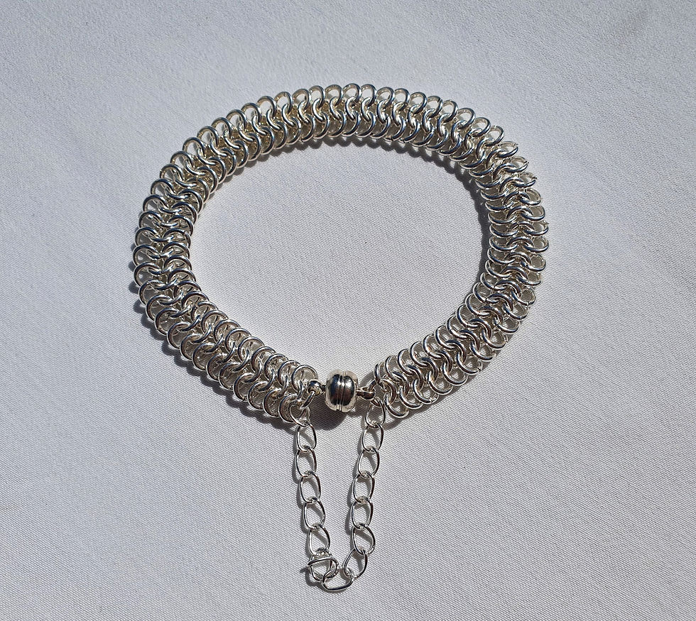 Flat Chainmaille Silver Plated Bracelet