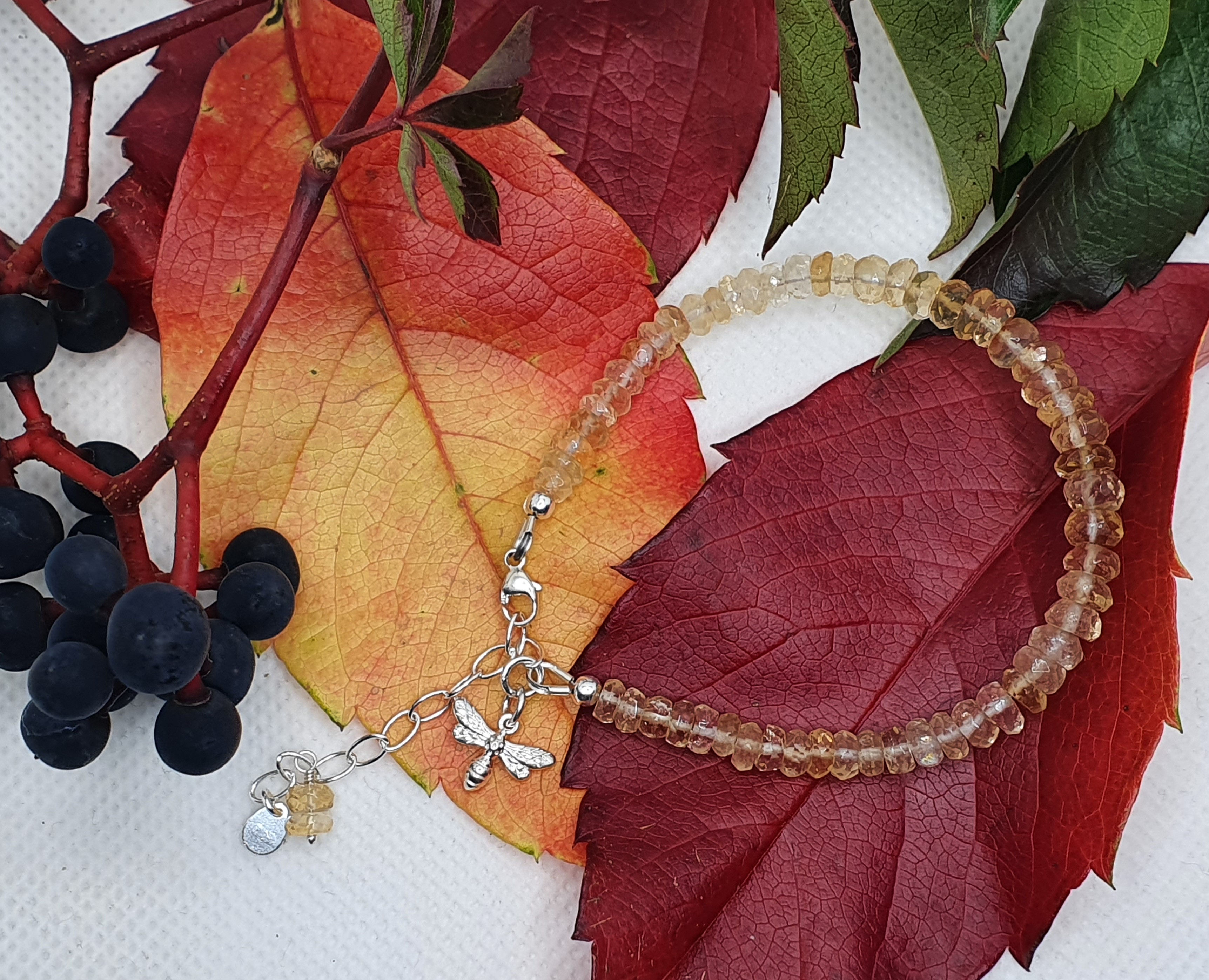 Natural Citrine Bracelet with Bee Charm