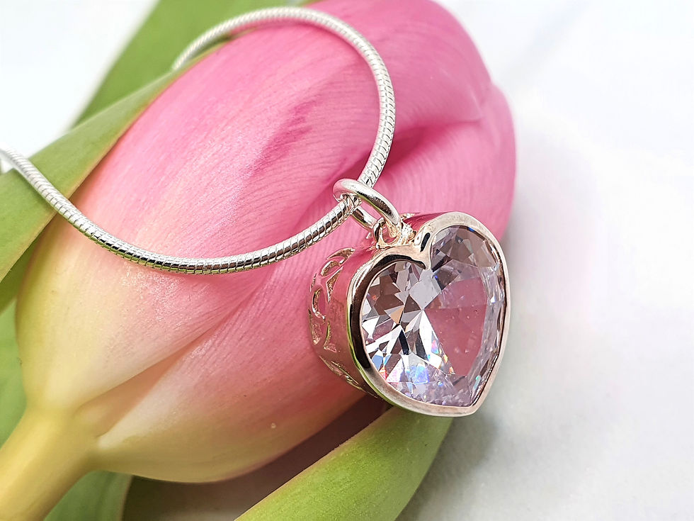 Thumbnail: Heart Cubic Zirconia 925 Pendant with Snake Chain
