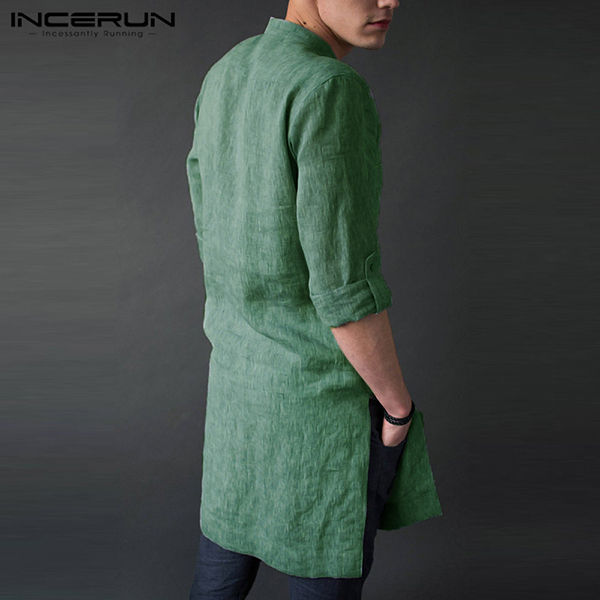 Thumbnail: INCERUN 2019 Vintage Men Shirt Long Sleeve