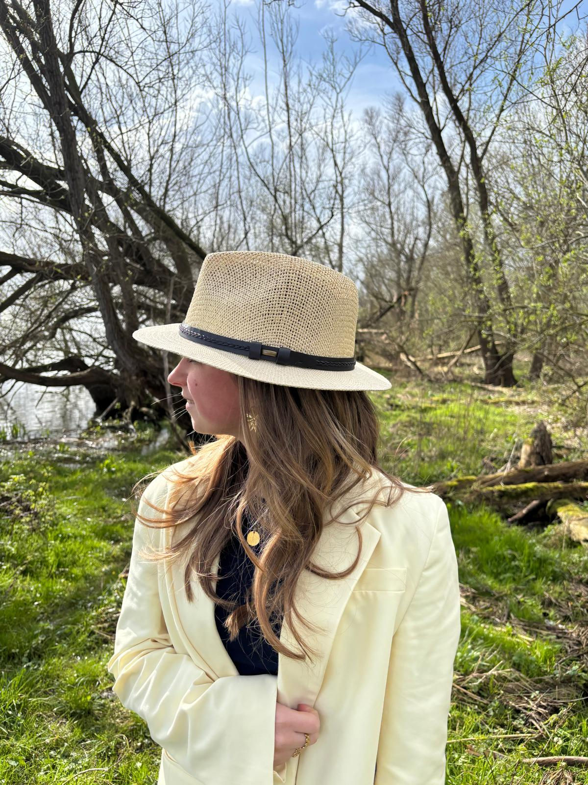 Rieten dameshoed naturel