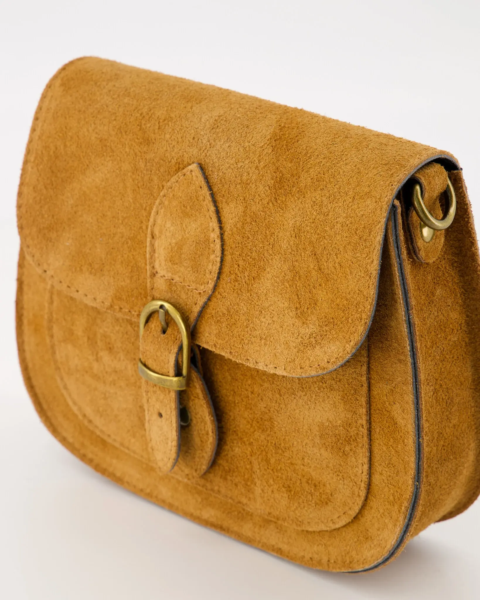 Suede dames tas Sola cognac