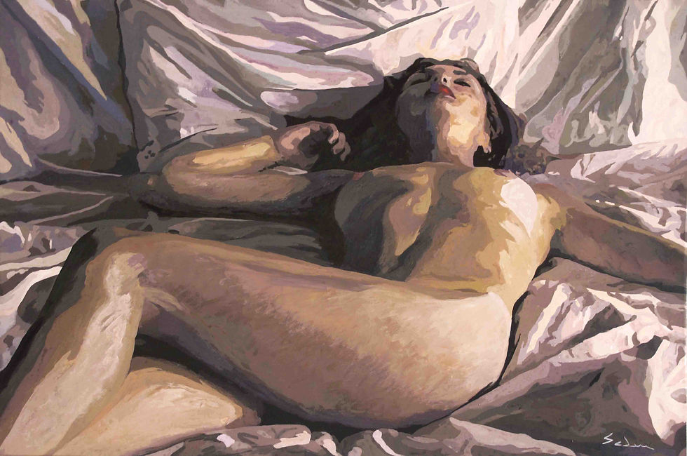 Les draps de lit, gouache sur papier, 40