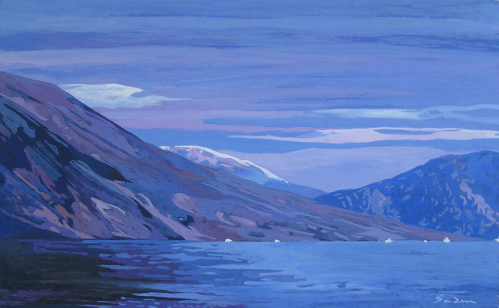 Cinq glaçons Gouache sur papier 30 x 50 cm Prix 1800€
