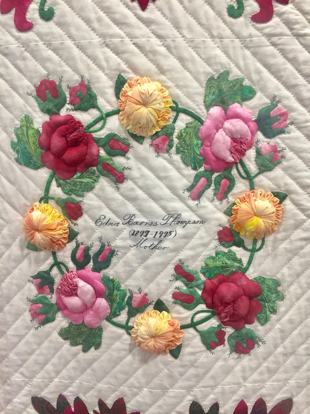 CLOSE UP - Heritage of Women, Album Quilt by Carol Thompson Falk, Nebraska 1995-1998