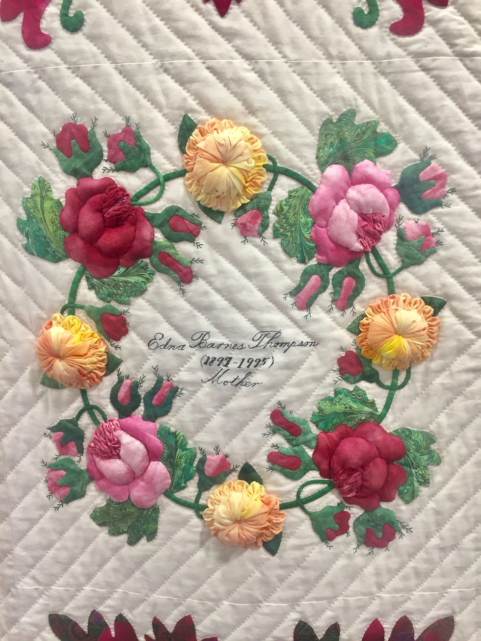 CLOSE UP - Heritage of Women, Album Quilt by Carol Thompson Falk, Nebraska 1995-1998
