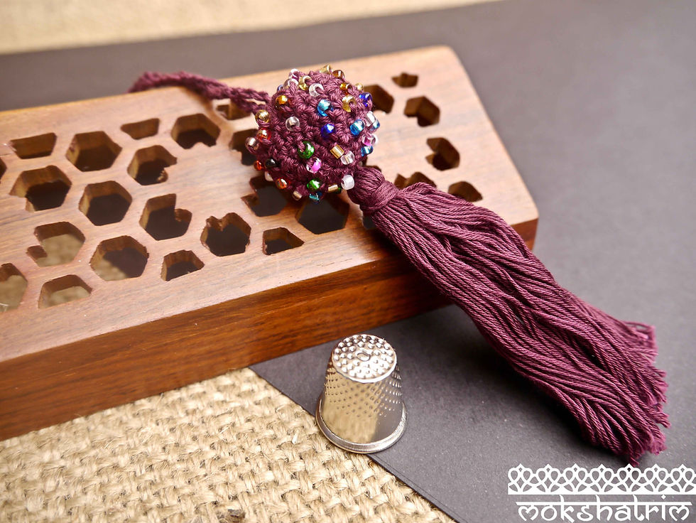 Purple ball tassle tassel soft purple cotton thread knotted ball is woven coloured seed beads ethnic vintage Home cushion