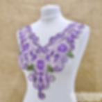 Large Purple Green and White Lace Guipure Purple and Green Floral Neckline Collar Applique. Mokshatrim Haberdashery
