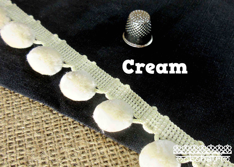 Thumbnail: 30mm rainbow deep pom pom fringe trim large soft fibre braid Mokshatrim Haberdashery