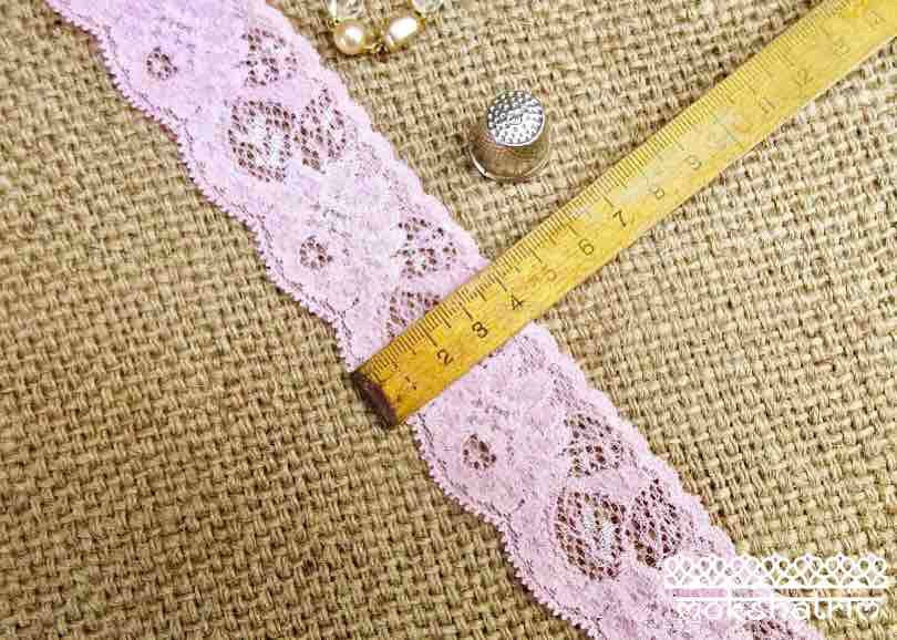 Thumbnail: Extremely soft textured stretch lace edging Magenta Purple Rose Pink Pale Pink Cream Flower leaves Mokshatrim Haberdashery