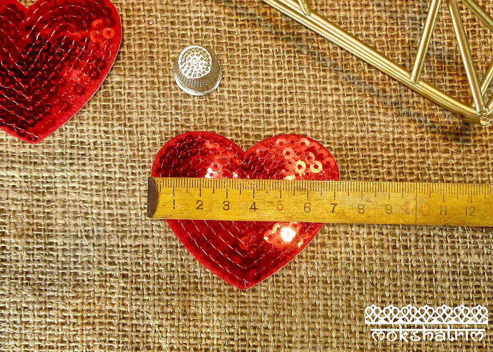 Thumbnail: Iron On Red sequin Heart Applique patch valentines day Mokshatrim Haberdashery