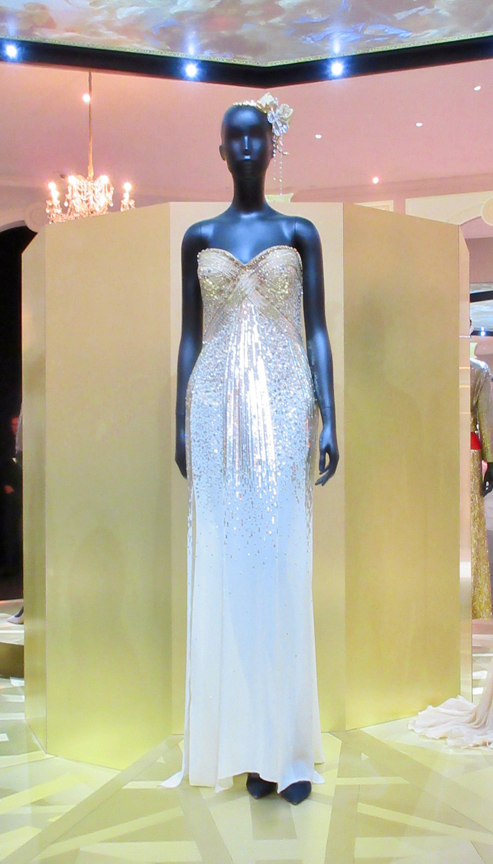 One of Three Bespoke Dresses for the J'Adore perfume adverts by John Galliano 2008. Crepe silk and Swarovski crystals
