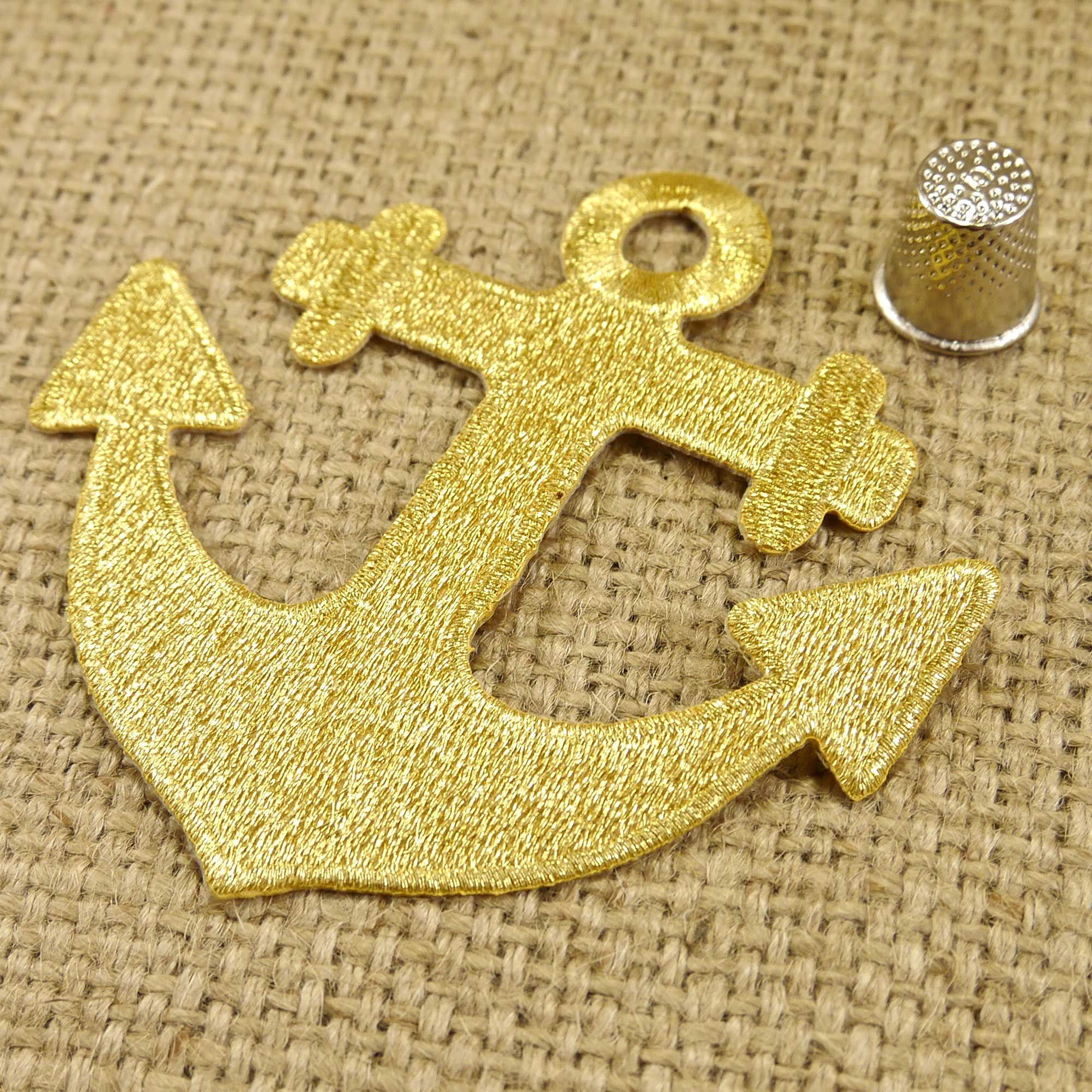 Gold Anchor Embroidered Applique MA704