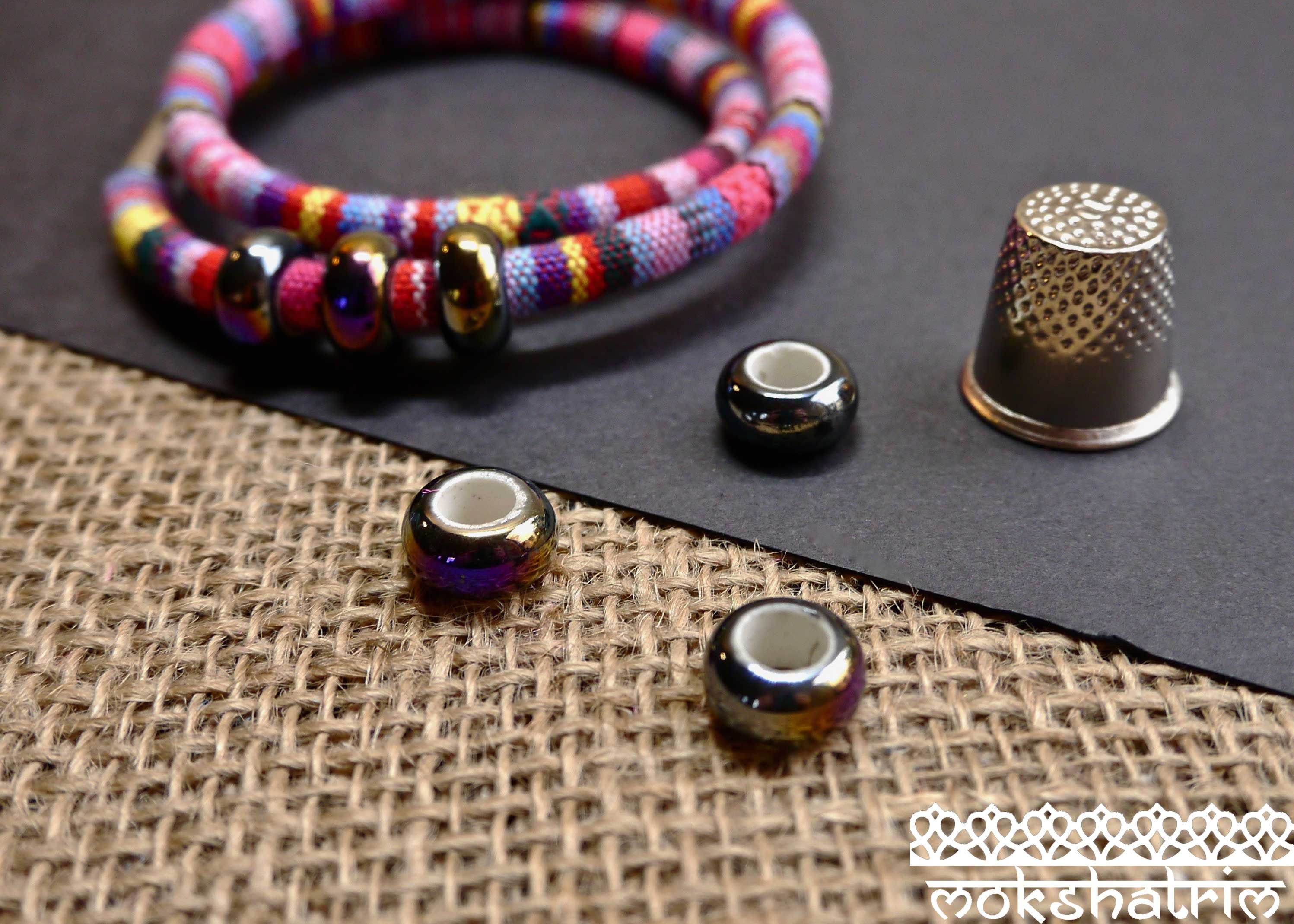 oilslick ceramic metallic finish bead cord jewellery mokshatrim haberdashery