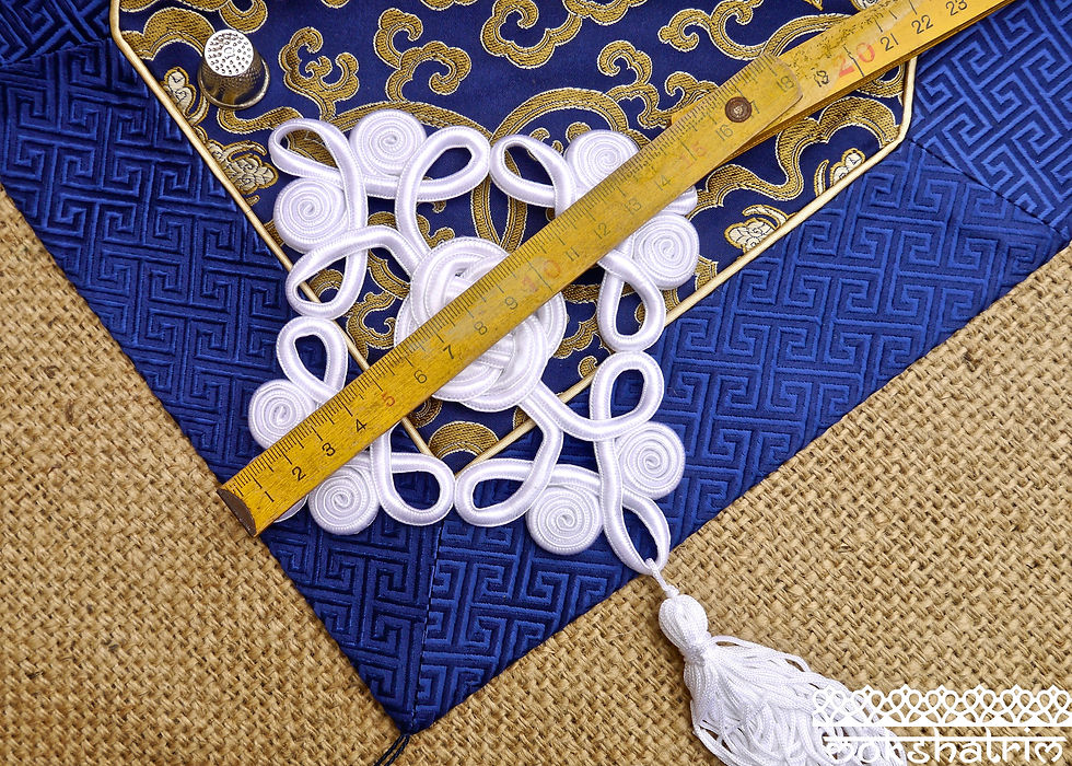 Thumbnail: oriental white knot tassels tassles cord chinese trim applique haberdashery mokshatrim
