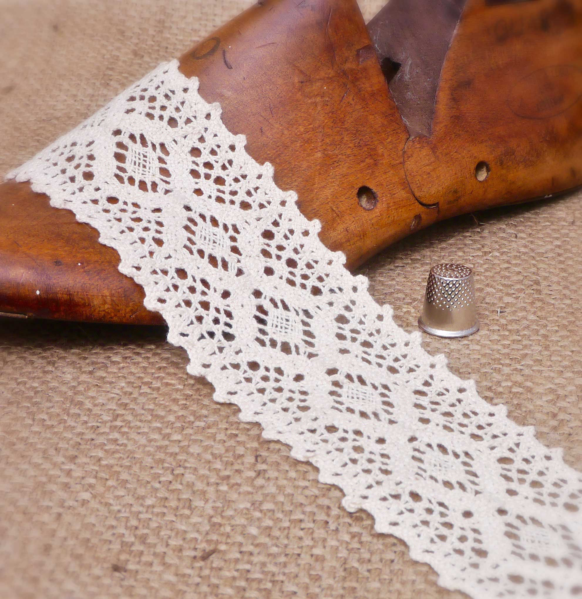 Cream Geometric Crochet Cotton Diamond Lace M338