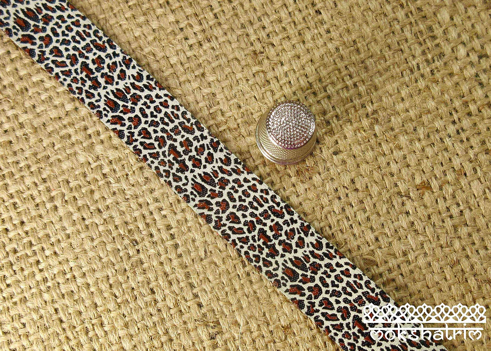 Thumbnail: Art jacquard ribbon leopard animal print brown black dog collar Mokshatrim ethnic Exotic Haberdashery