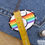 Thumbnail: Iron on 5 number rainbow stud metallic silver gold sport beaded embroidered patch applique trim mokshatrim haberdashery