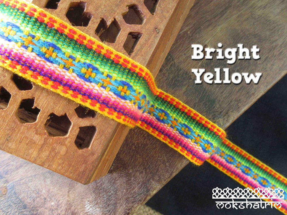 Thumbnail: Peruvian inca ethnic decorative jacquard woven woollen ribbon geometric central pattern ombre sparkle Mokshatrim haberdashery