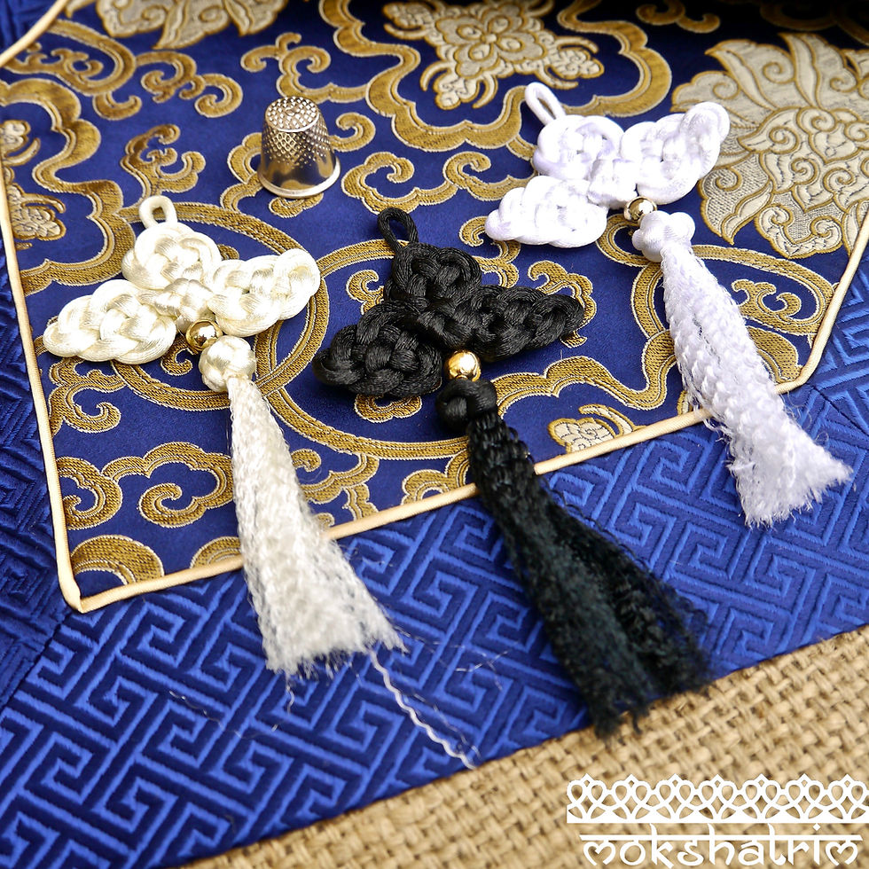 oriental white cream black knot cloud tassels tassles cord chinese trim applique haberdashery mokshatrim