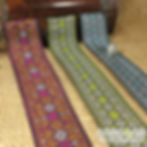 Asian/Indian ethnic decorative jacquard ribbon geometric zig-zag circle motifs lime green teal pink Mokshatrim Haberdashery