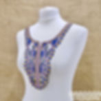 Large Multicoloured Lace Guipure Abstract Ethnic Neckline Collar Applique purple, green royal blue amber yellow Mokshatrim