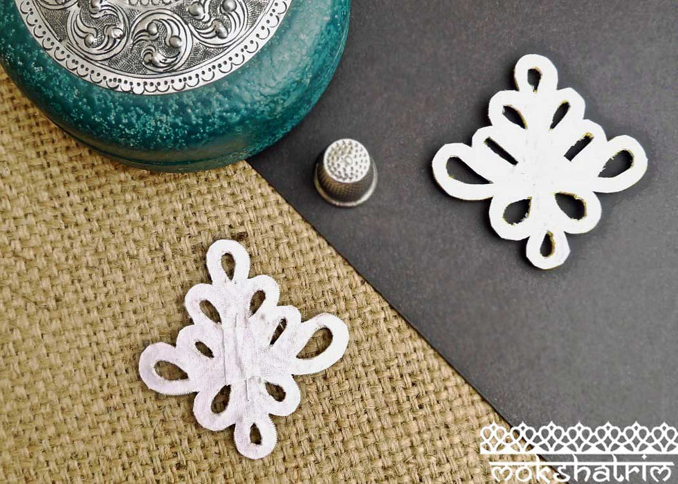 Thumbnail: Goldwork fleur-de-lys fleur-de-lis appliques gold silver coilwork sparkle heraldry costumes Mokshatrim Haberdashery