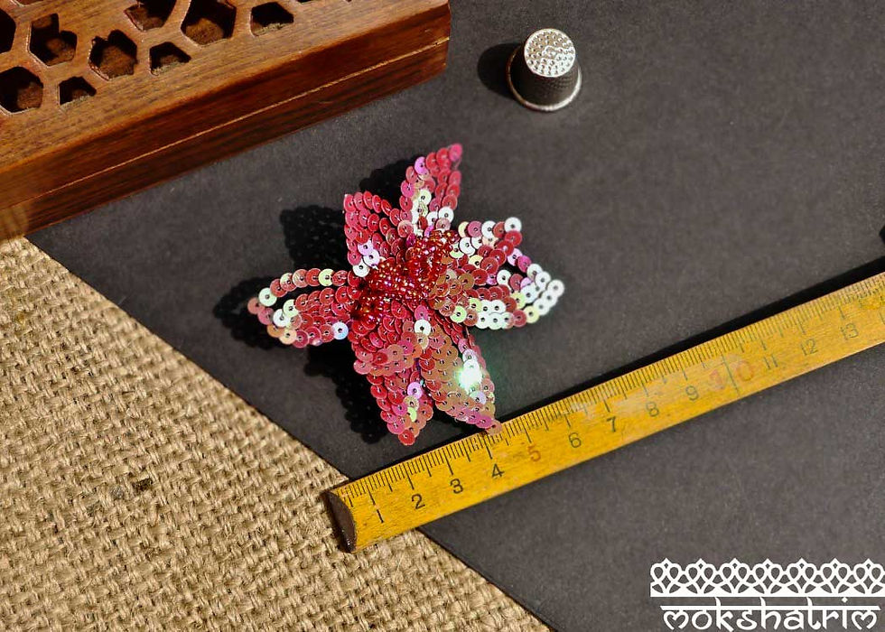 Thumbnail: Sequin Applique Badges flower Floral Wired Petals iridescent sequins beading sparkle Mokshatrim Haberdashery