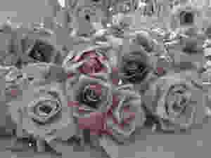 Paper flowers by Wanda Barcelona in Dior; Designer of Dreams Exhibition V&A 2019