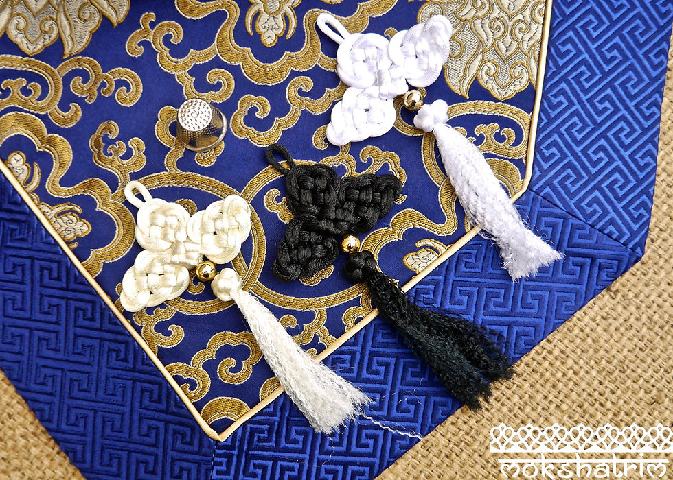 oriental white cream black knot cloud tassels tassles cord chinese trim applique haberdashery mokshatrim