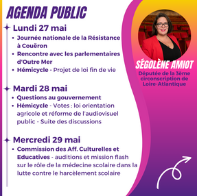 Agenda public du 27 mai au 2 juin