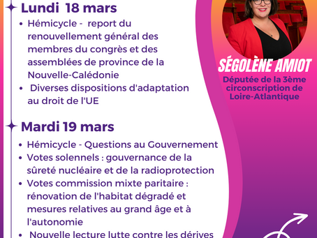 Agenda public du 18 au 24 mars 2024