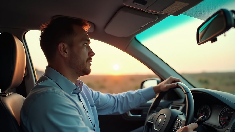 Eye-level view of an instructor giving driving lessons