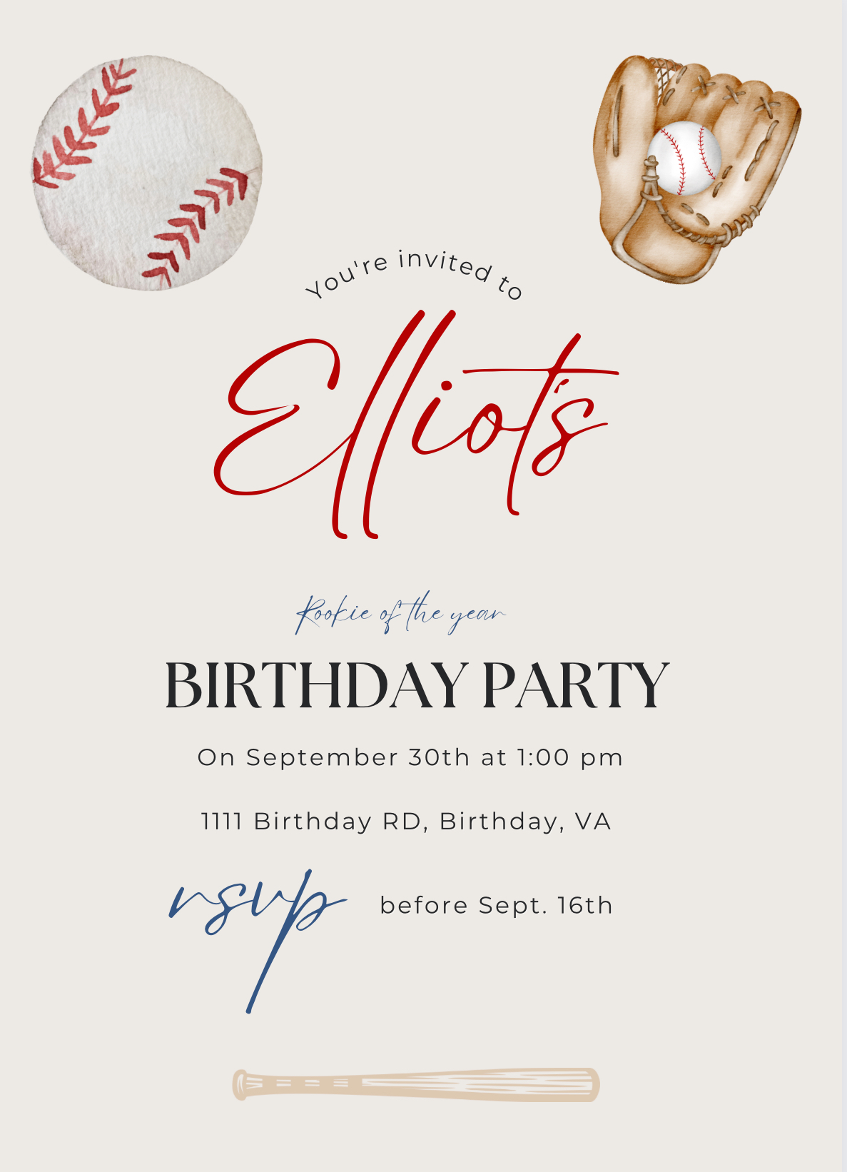 Rookie of the Year Birthday Template Bundle