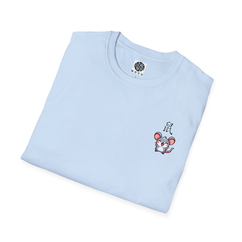 Year of the Rat with Chinese Character on Left Side - Unisex Softstyle T-Shirt