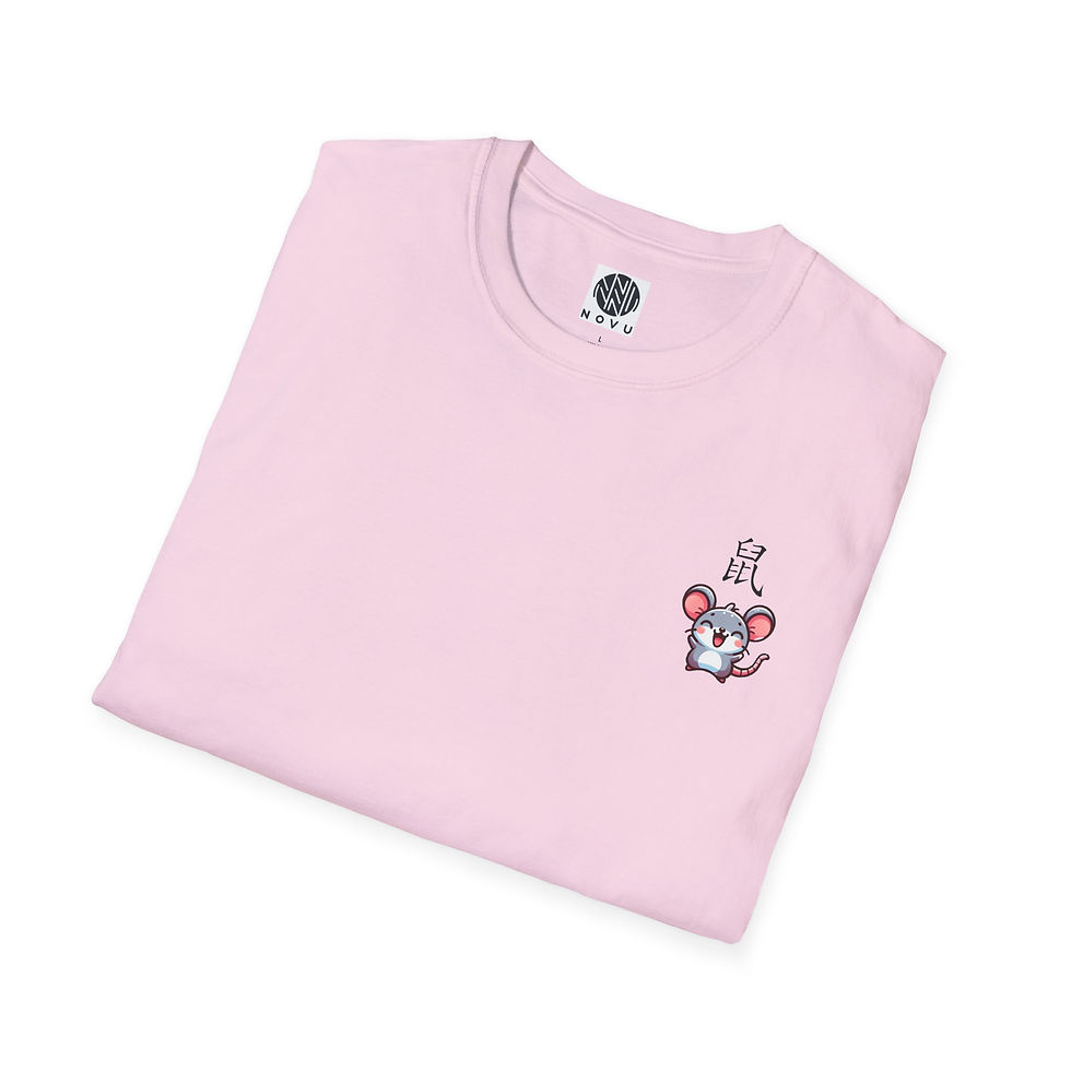Year of the Rat with Chinese Character on Left Side - Unisex Softstyle T-Shirt