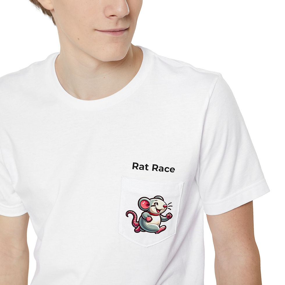 Thumbnail: Year of the Rat - "Rat Race" - Cute Unisex Pocket T-Shirt with Whimsical Design
