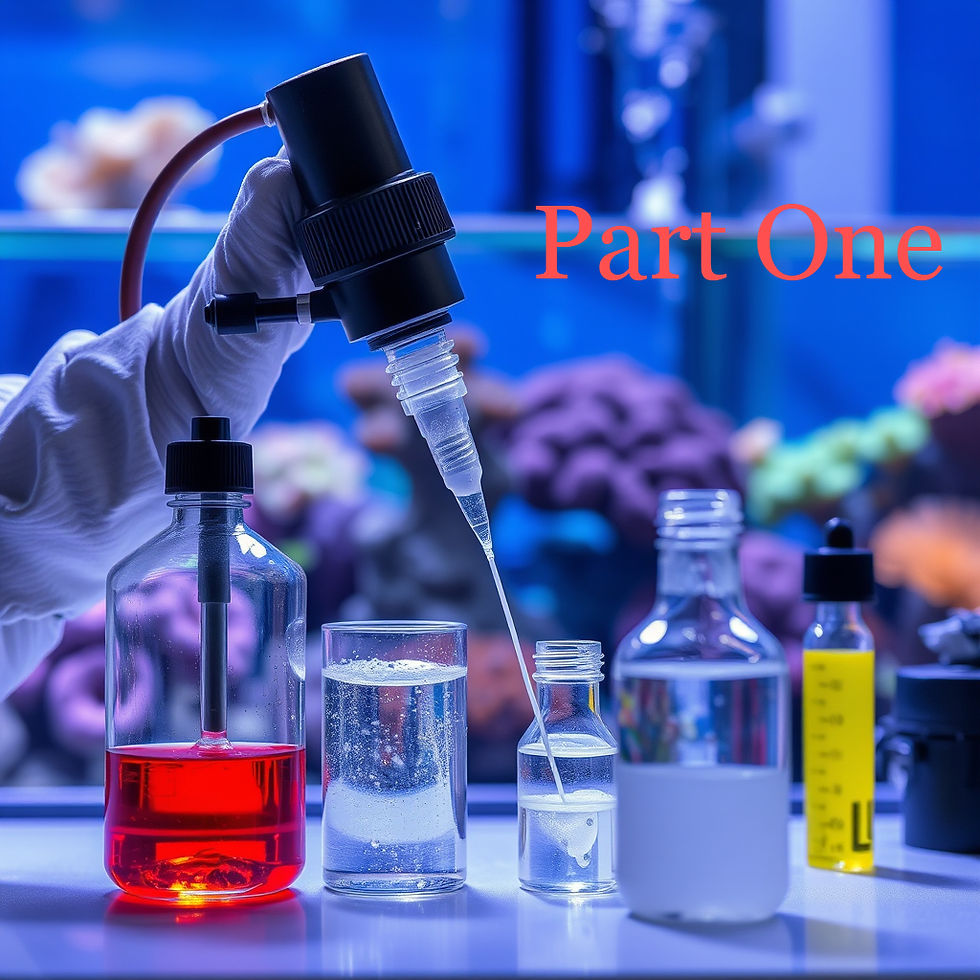 reef aquarium chemistry with dosing additives and testing equipment.jpg