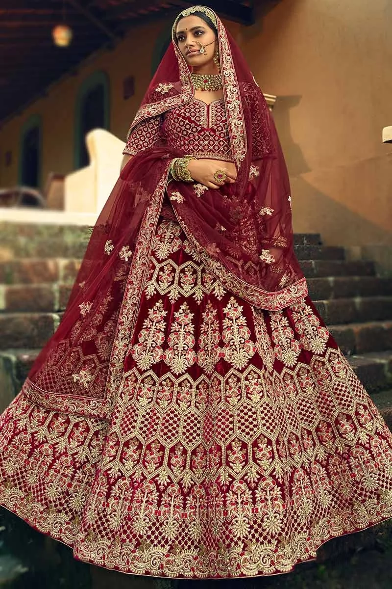 Burgundy bridal lehenga