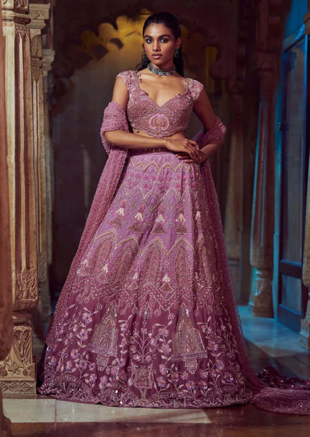 Mauve Pink Bridal Lehenga